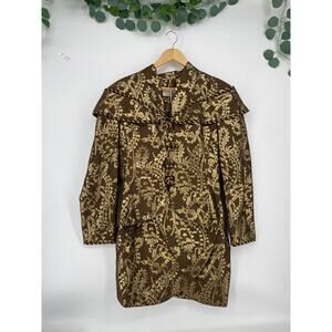 Vintage 1980s Victor Costa for Neiman Marcus Blazer & Skirt Brown Gold Suit